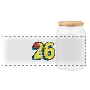 26 Zahl symbol - Panorama Keksdose mit Holzdeckel - Weiß - Vorne