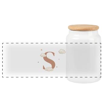 Lettre s nuages étoiles - Boîte à biscuits avec couvercle en bois - blanc - Devant