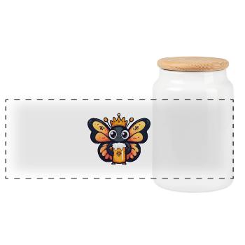 Schmetterling Bier Lustig - Panorama Keksdose mit Holzdeckel - Weiß - Vorne