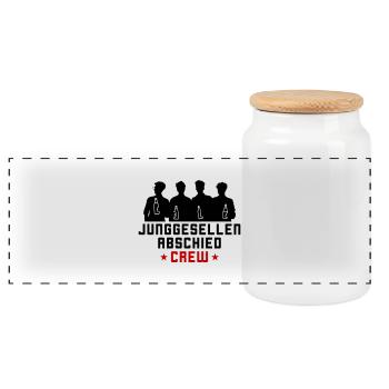 Junggesellen Crew Jga - Panorama Keksdose mit Holzdeckel - Weiß - Vorne