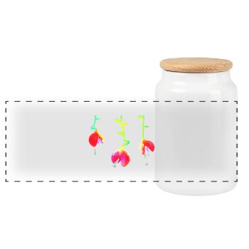 Ravenous plant - Panoramic Cookie Jar with Wooden Lid - white - Front