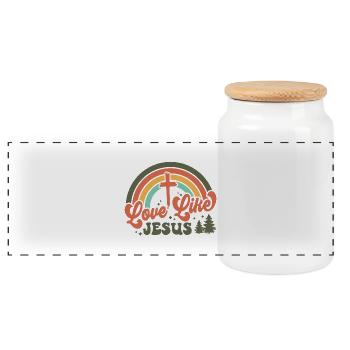Love like jesus - Panoramic Cookie Jar with Wooden Lid - white - Front