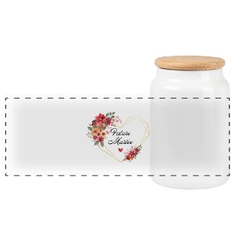 Bride-to-be Golden Heart Floral - Panoramic Cookie Jar with Wooden Lid - white - Front