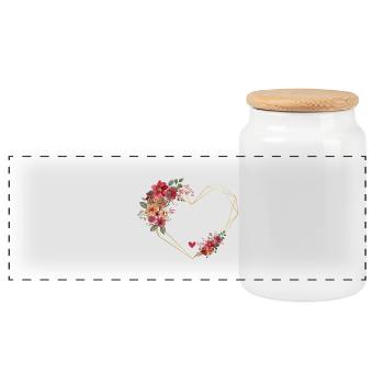 Bridesmaid Gold Heart Floral - Panoramic Cookie Jar with Wooden Lid - white - Front