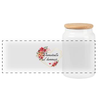 Brautjungfer Gold Herz Blumen - Panorama Keksdose mit Holzdeckel - Weiß - Vorne