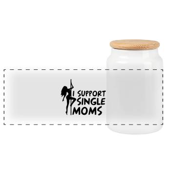 en soutien aux mères célibataires - Boîte à biscuits avec couvercle en bois - blanc - Devant