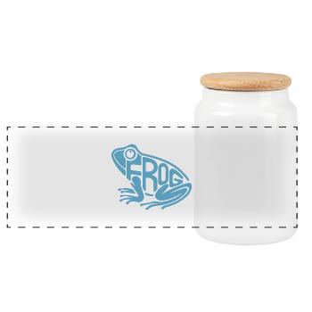 Playful Frog Typography - Panoramic Cookie Jar with Wooden Lid - white - Front