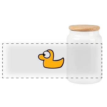 Rubber Duck Rubber Duck Water Bird Cute Cute - Panoramic Cookie Jar with Wooden Lid - white - Front