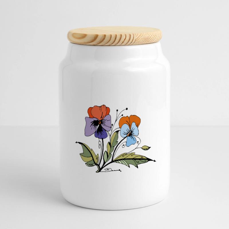 Fleur Boîte à biscuits avec couvercle en bois