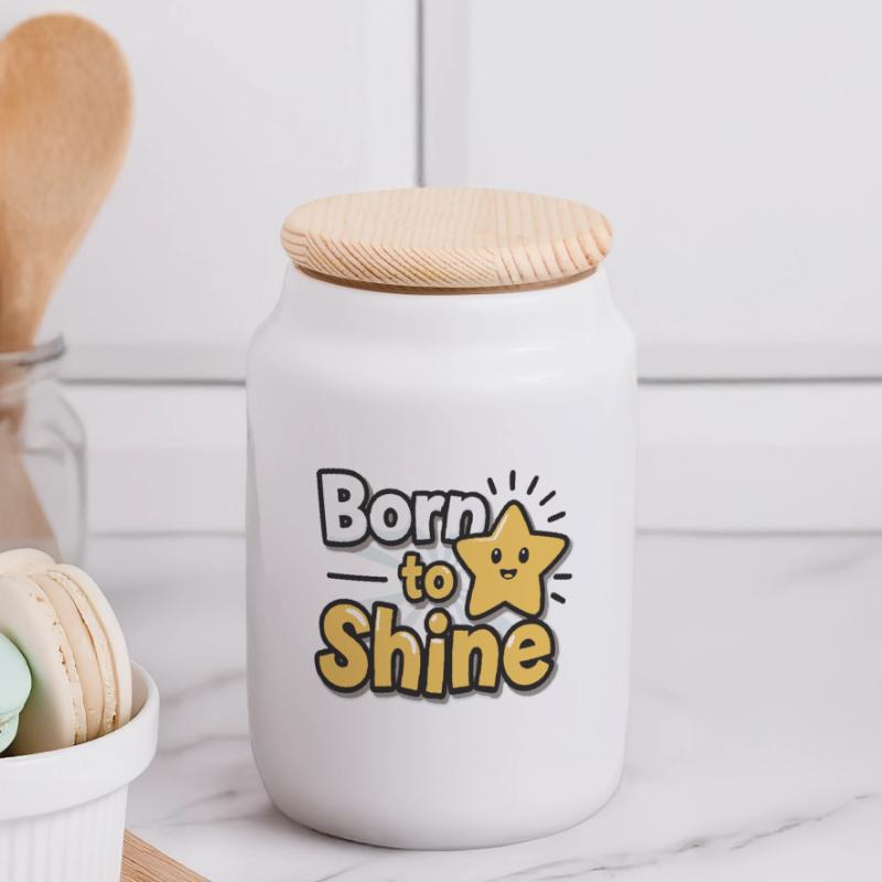 Né pour briller – Strahlender Stern Boîte à biscuits avec couvercle en bois