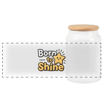 Born to Shine – Strahlender Stern - Panorama Keksdose mit Holzdeckel - Weiß - Vorne