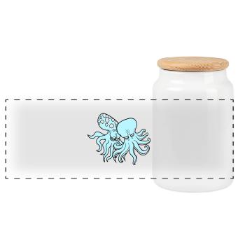 2 Nasty Octopus Octopus Squid Cephalopod Team - Panoramic Cookie Jar with Wooden Lid - white - Front