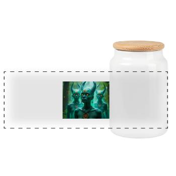 Abiku – Yoruba spirit children between life and de - Panoramic Cookie Jar with Wooden Lid - white - Front
