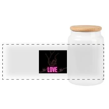 AMOUR - Boîte à biscuits avec couvercle en bois - blanc - Devant