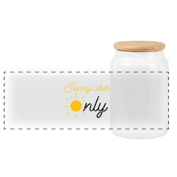 Sunny Days Only, summer holidays - Panoramic Cookie Jar with Wooden Lid - white - Front