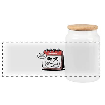 Monday Hates You Too Funny Calendar Day - Panoramic Cookie Jar with Wooden Lid - white - Front