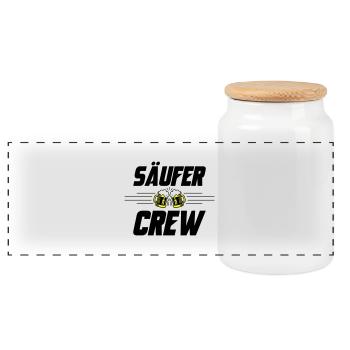 Säufer Crew Bier - Panorama Keksdose mit Holzdeckel - Weiß - Vorne