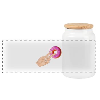 2 Dans le beignet Pinky - Boîte à biscuits avec couvercle en bois - blanc - Devant