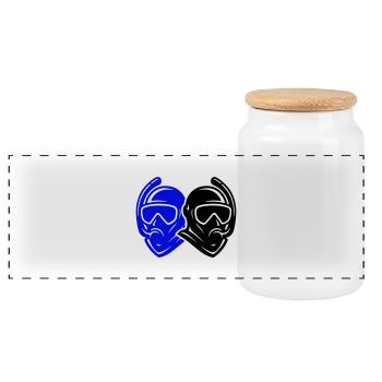 Diver icon - Panoramic Cookie Jar with Wooden Lid - white - Front