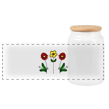 Blumen - Panorama Keksdose mit Holzdeckel - Weiß - Vorne