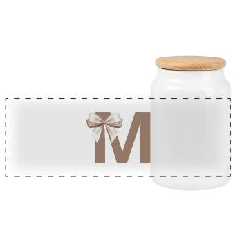 Letter M Knot - Panoramic Cookie Jar with Wooden Lid - white - Front