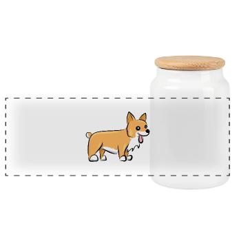 Corgi gallois Pembroke - Boîte à biscuits avec couvercle en bois - blanc - Devant