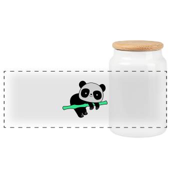 Panda - Boîte à biscuits avec couvercle en bois - blanc - Devant