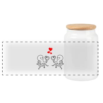 Amour de la pieuvre - Boîte à biscuits avec couvercle en bois - blanc - Devant