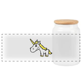 Licorne rose mignon mignon sympathique cheval de dessin animé - Boîte à biscuits avec couvercle en bois - blanc - Devant