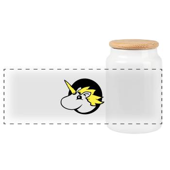 Licorne trou page drôle mignon dessin animé - Boîte à biscuits avec couvercle en bois - blanc - Devant
