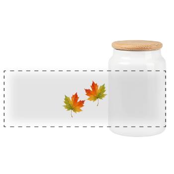 Leaf Maple Leaf Watercolor 2 - Panoramic Cookie Jar with Wooden Lid - white - Front