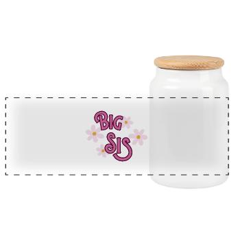 Big Sister – Geschwister Outfit - Panorama Keksdose mit Holzdeckel - Weiß - Vorne