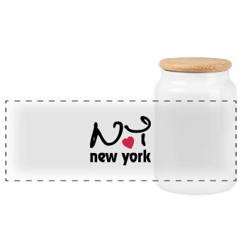 I Love New York - Panorama Keksdose mit Holzdeckel - Weiß - Vorne
