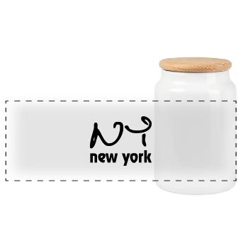 New York - Panorama Keksdose mit Holzdeckel - Weiß - Vorne