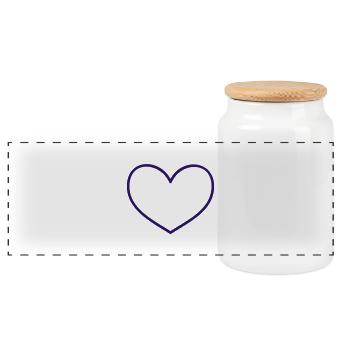 Coeur (contour, 1c) - Boîte à biscuits avec couvercle en bois - blanc - Devant