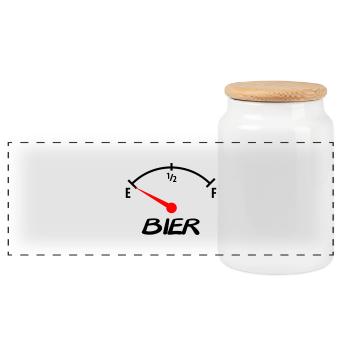 bier - Boîte à biscuits avec couvercle en bois - blanc - Devant