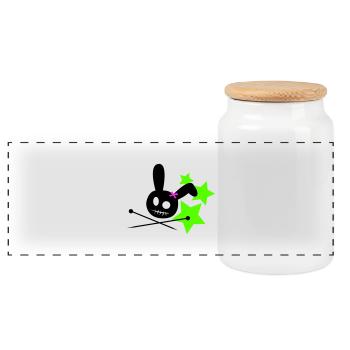 Voodoo Bunny Stars - Panoramic Cookie Jar with Wooden Lid - white - Front