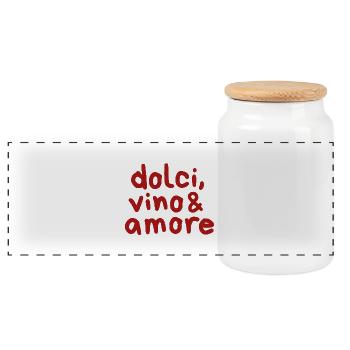 Dolci Vino Amore  - Panorama Keksdose mit Holzdeckel - Weiß - Vorne