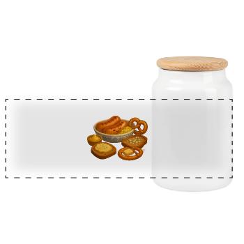 Sausage plate - Panoramic Cookie Jar with Wooden Lid - white - Front