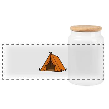 Orange Tent Adventures - Panoramic Cookie Jar with Wooden Lid - white - Front