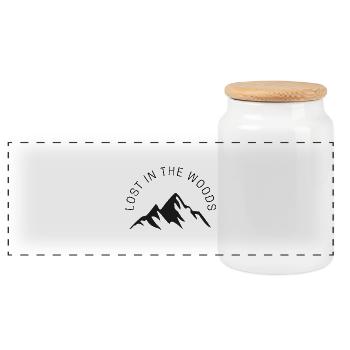 Mountain Silhouette Mountains Hiking Morning Evening Lost - Panoramic Cookie Jar with Wooden Lid - white - Front