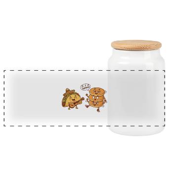 Fête Taco Guitar Pancake - Boîte à biscuits avec couvercle en bois - blanc - Devant