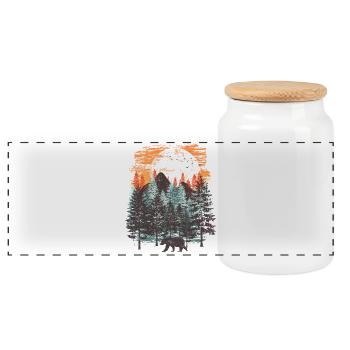 Wald Landschaft (Bär) - Panorama Keksdose mit Holzdeckel - Weiß - Vorne