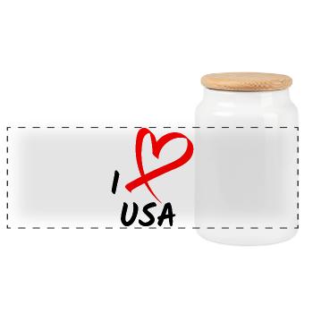 I Love USA Ich Liebe Amerika Herz Geschenk - Panorama Keksdose mit Holzdeckel - Weiß - Vorne