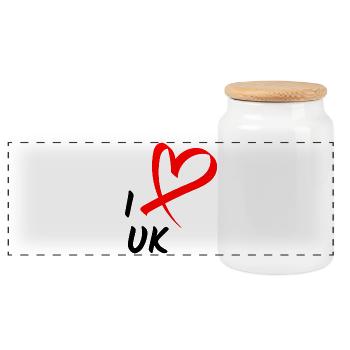 J’aime le Royaume-Uni J’aime l’Angleterre Cadeau de cœur - Boîte à biscuits avec couvercle en bois - blanc - Devant