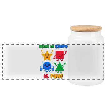 Funny Shapes (Kawaii) - Panoramic Cookie Jar with Wooden Lid - white - Front
