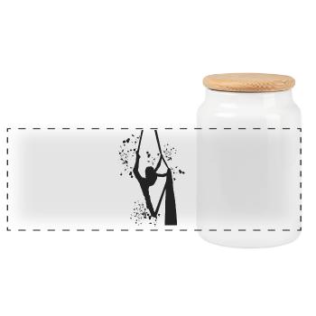 Tissu vertical acrobaties aériennes soie aérienne - Boîte à biscuits avec couvercle en bois - blanc - Devant