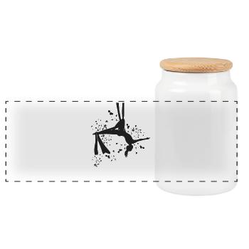 Tissu vertical acrobaties aériennes soie aérienne - Boîte à biscuits avec couvercle en bois - blanc - Devant