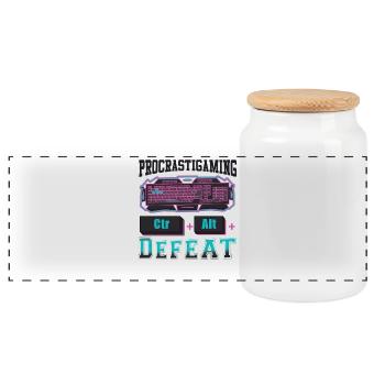 Gamer Procrastigaming CTR Alt Defeat Gaming - Panorama Keksdose mit Holzdeckel - Weiß - Vorne