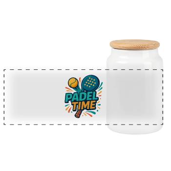 Padel Time Color Explosion - Panoramic Cookie Jar with Wooden Lid - white - Front